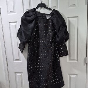 Chic Black Dress with Gold Studs